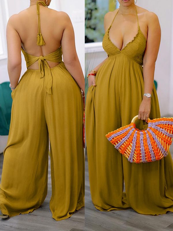 Beautiedoll Halter Wide-Leg Jumpsuit