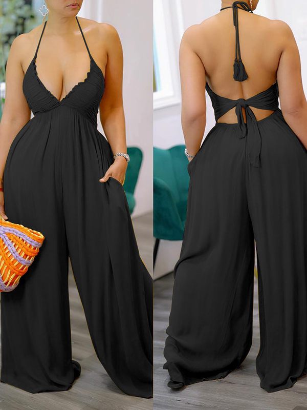 Beautiedoll Halter Wide-Leg Jumpsuit