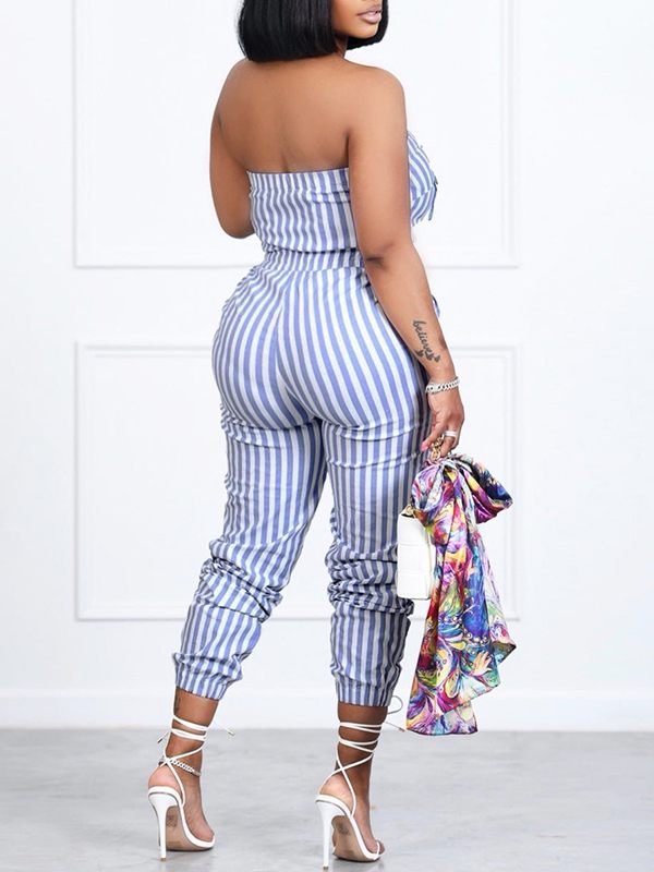 Beautiedoll Stripe Strapless Jumpsuit