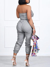 Beautiedoll Stripe Strapless Jumpsuit