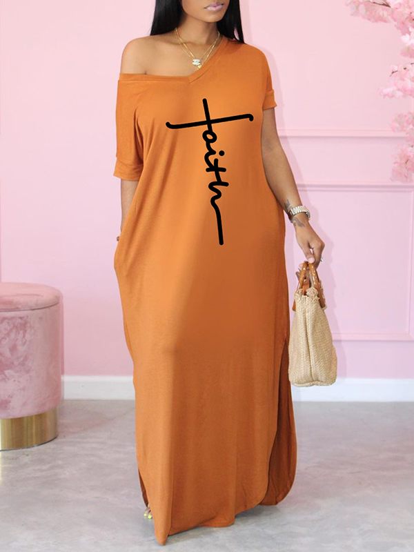 Beautiedoll Logo V-Neck Slit Dress