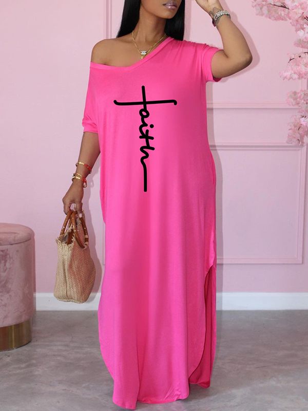 Beautiedoll Logo V-Neck Slit Dress