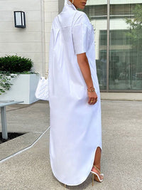 Beautiedoll Short-Sleeve Slit Shirt Dress