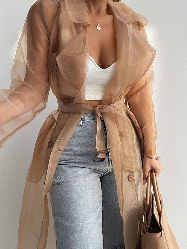 Beautiedoll Belted Sheer Duster