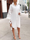 Beautiedoll Solid Ruched-Sleeve Shirt Dress