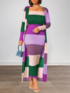 Beautiedoll Colorblock Ribbed Dress & Cardigan Set