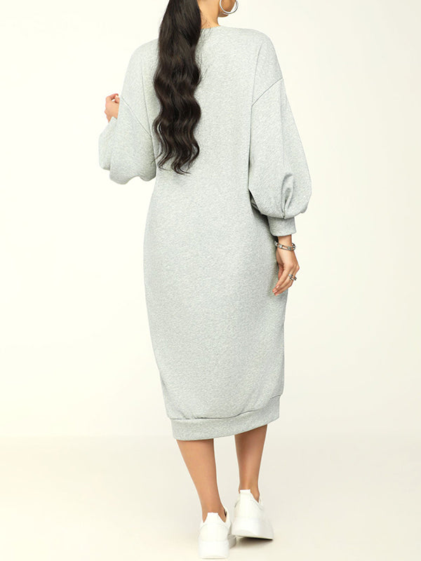 Solid Sweatshirt Dress