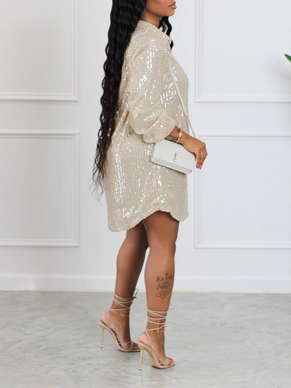 Beautiedoll Sequin Shirt Dress