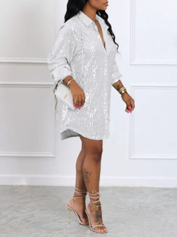 Beautiedoll Sequin Shirt Dress