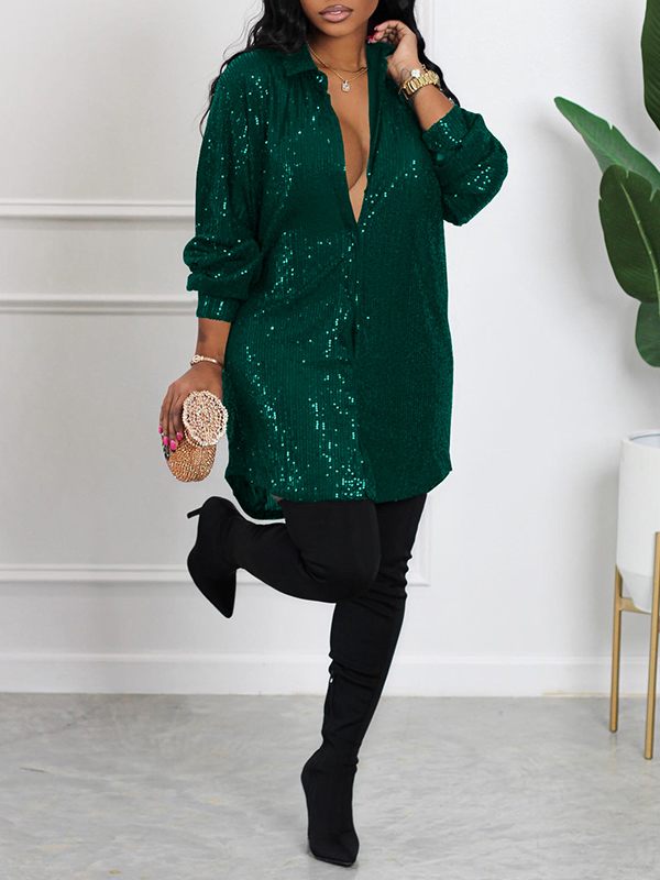 Beautiedoll Sequin Shirt Dress