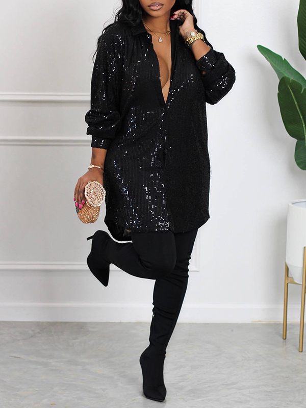 Beautiedoll Sequin Shirt Dress