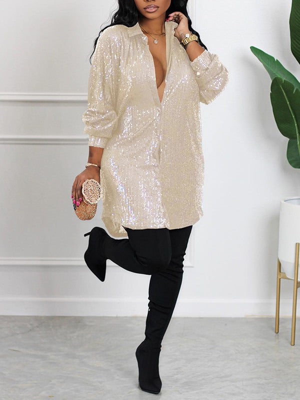 Beautiedoll Sequin Shirt Dress