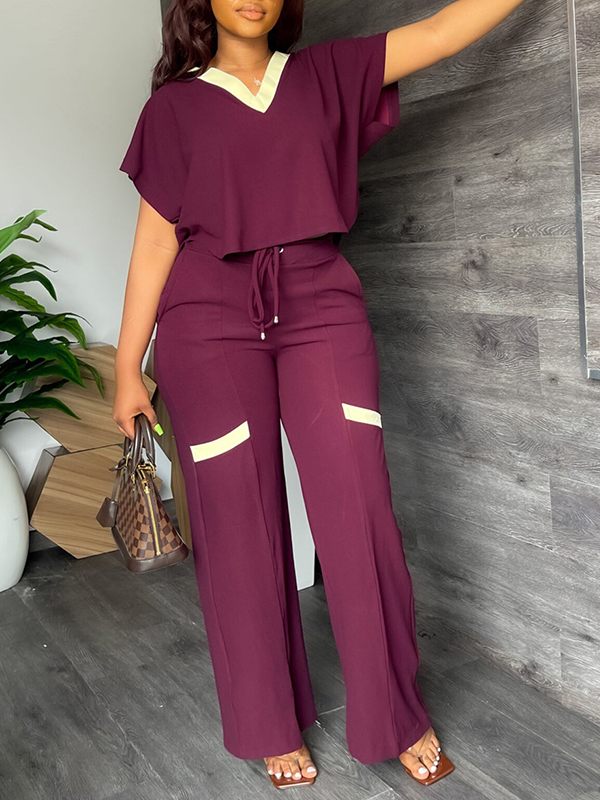 Beautiedoll V-Neck Top & Drawstring Pants Set