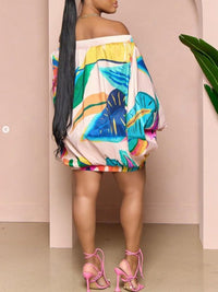 Printed Off-Shoulder Parachute Dress