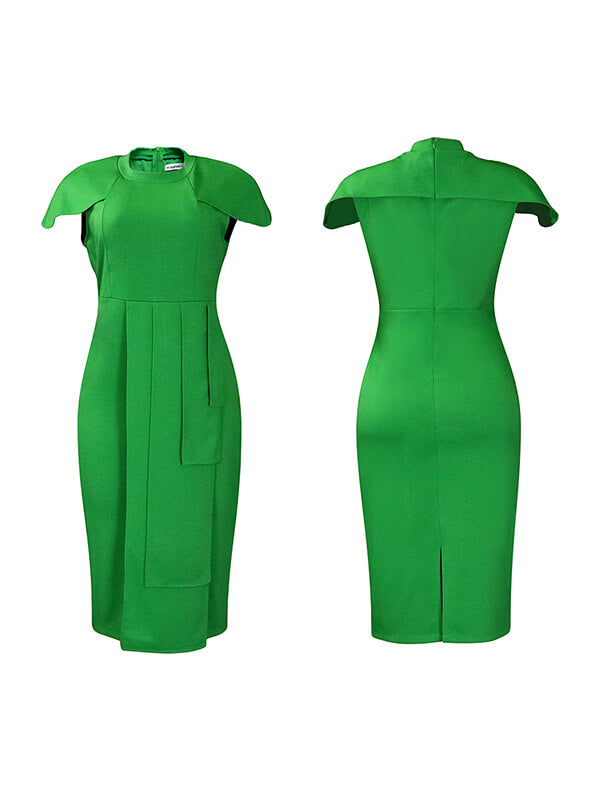 Beautiedoll Solid Cap-Sleeve Bodycon Dress