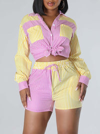 Stripe Combo Shirt & Shorts Set