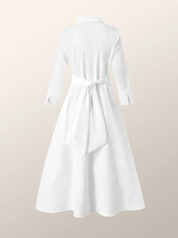 Beautiedoll Solid Tied Shirt Dress