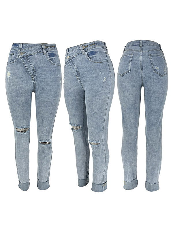 Asymmetric Ripped Jeans