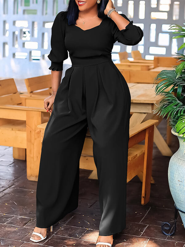 Solid Wide-Leg Jumpsuit