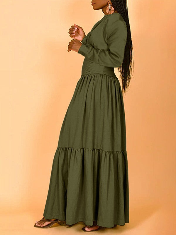 Solid Ruffle Maxi Dress