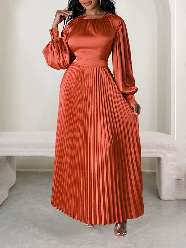 Solid Pleated Dress