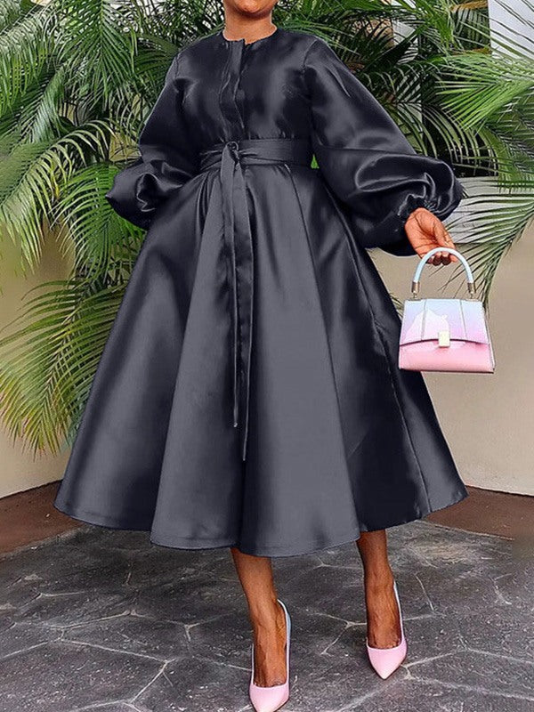 Beautiedoll Solid Tied Midi Dress