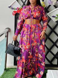 Beautiedoll Printed Belted Shirt Dress