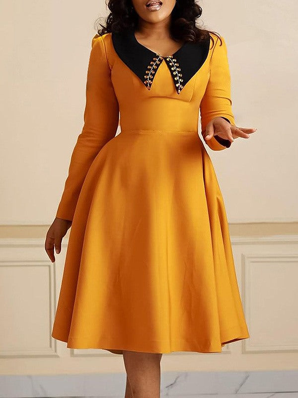 Beautiedoll Studded-Collar Midi Dress