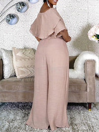 Off-Shoulder Top & Wide-Leg Pants Set--Clearance