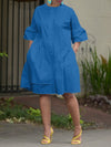 Beautiedoll Solid Bell-Sleeve Shirt Dress