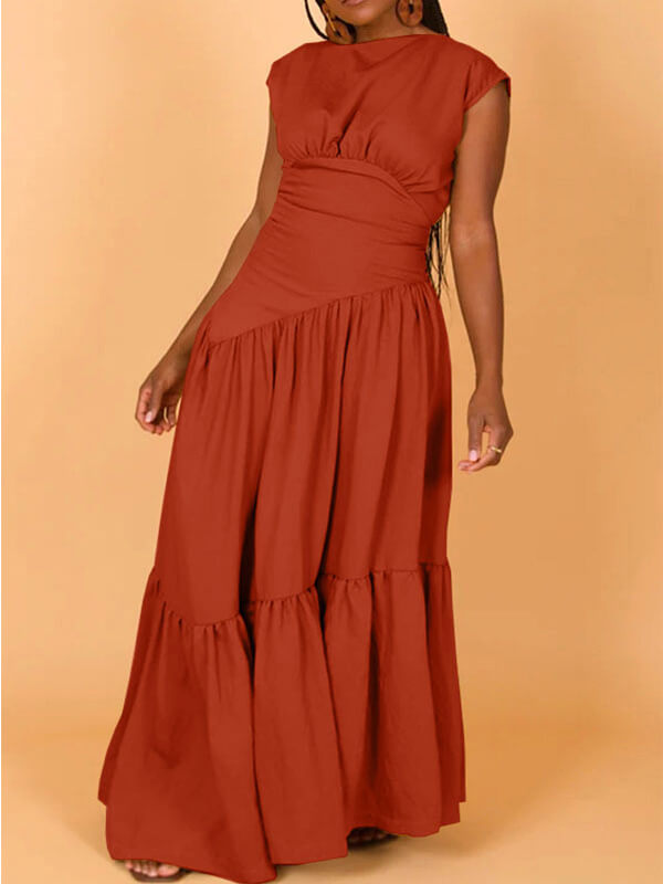 Solid Sleeveless Ruffle Dress--Clearance