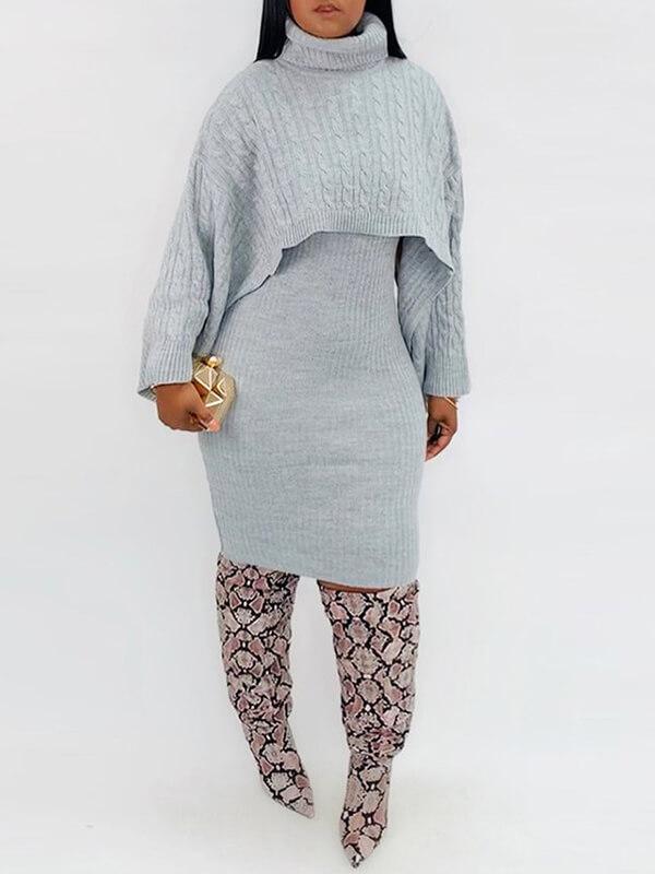 Knit Tank Dress & Sweater Cape Set