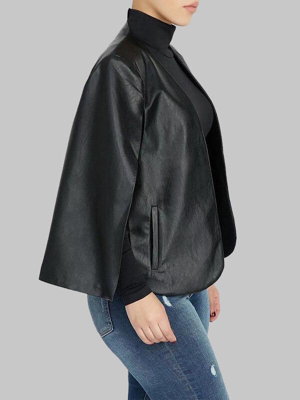 Faux Leather Cape Blazer