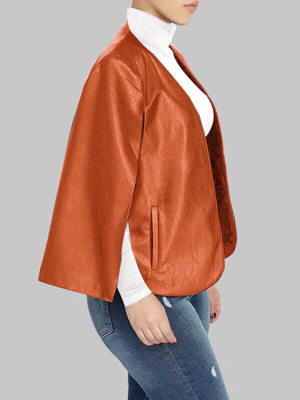 Faux Leather Cape Blazer