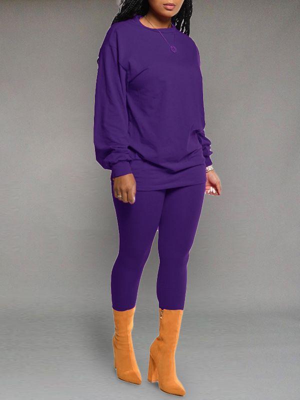 Solid Sweatshirt & Leggings Set