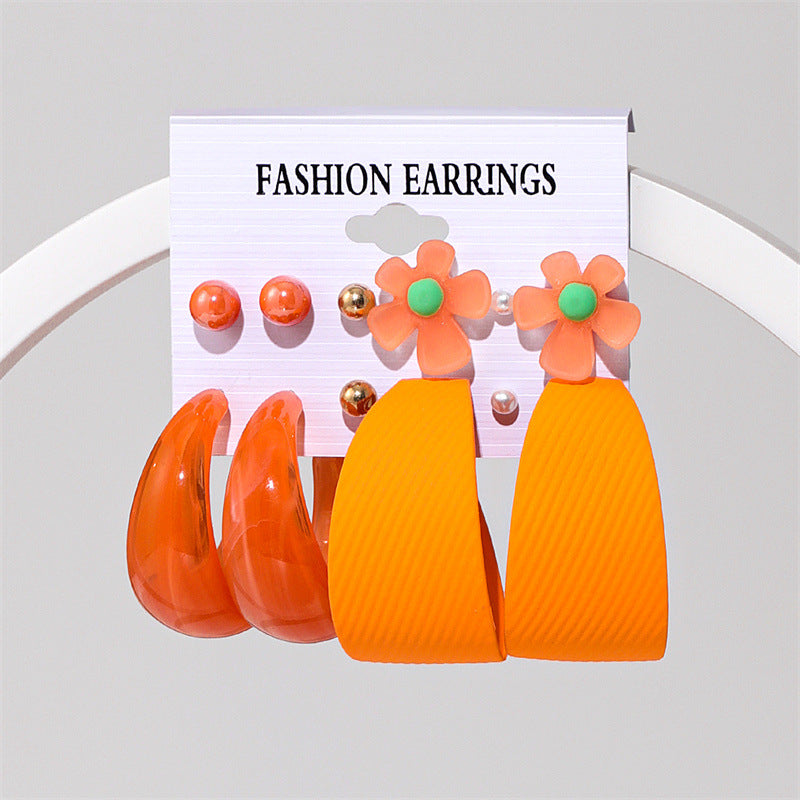 Orange Earrings Set