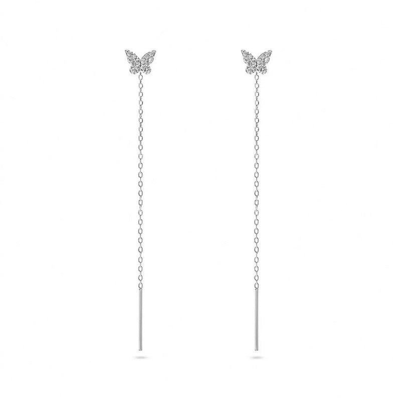 Zirconia Butterfly Threader Earrings
