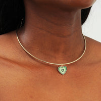 Green & Gold Retro Heart Choker